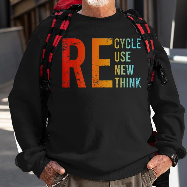 Recycle Reuse Renew Rethink Activism Environmental Crisis Sweatshirt Gifts for Old Men