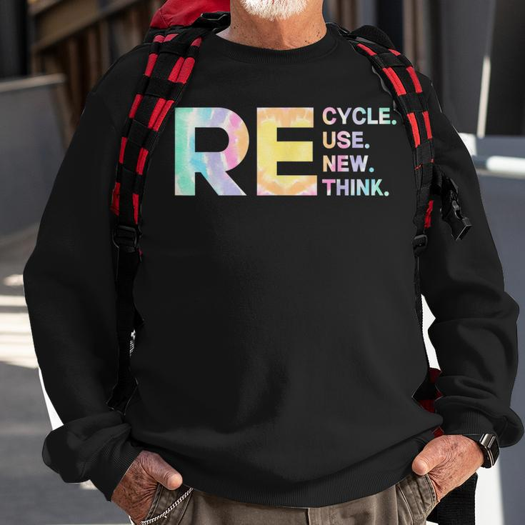 Recycle Reuse Renew Rethink Tye Die Environmental Activism Sweatshirt Gifts for Old Men