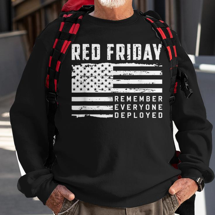 Red Friday Remember Everyone Deployed Veteran Gift Men Women Sweatshirt Graphic Print Unisex Gifts for Old Men