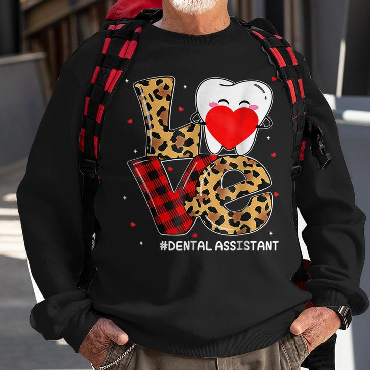 Red Plaid Leopard Cute Tooth Love Dental Valentine Christmas Sweatshirt Gifts for Old Men