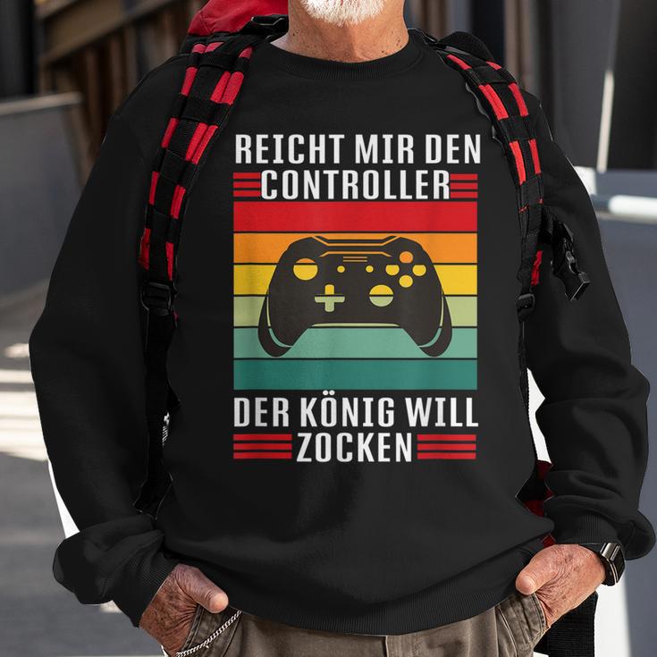 Reichet Mir Den Controller König Zocken I Konsole Gamer Sweatshirt Geschenke für alte Männer