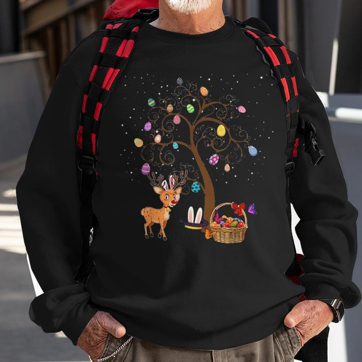 Reindeer Animal Rabbit Hunting Egg Tree Bunny Easter Day Sweatshirt Gifts for Old Men