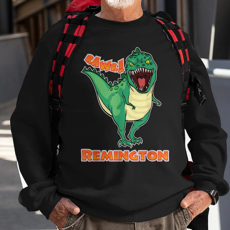 Remington Name Personalized Custom Dinosaur Rawr T-Rex Men Women Sweatshirt Graphic Print Unisex Gifts for Old Men