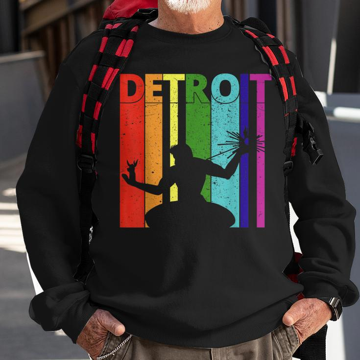 Retro Detroit Lgbtq| Detroit Skyline Motown Pride  Men Women Sweatshirt Graphic Print Unisex Gifts for Old Men