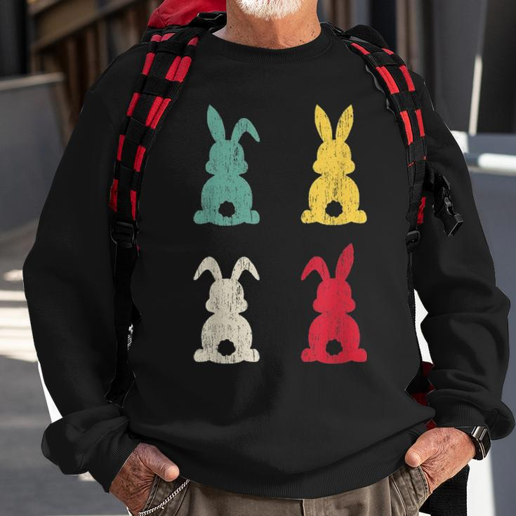 Retro Easter Bunny Cute Happy Easter Vintage Colorful Rabbit Sweatshirt Gifts for Old Men