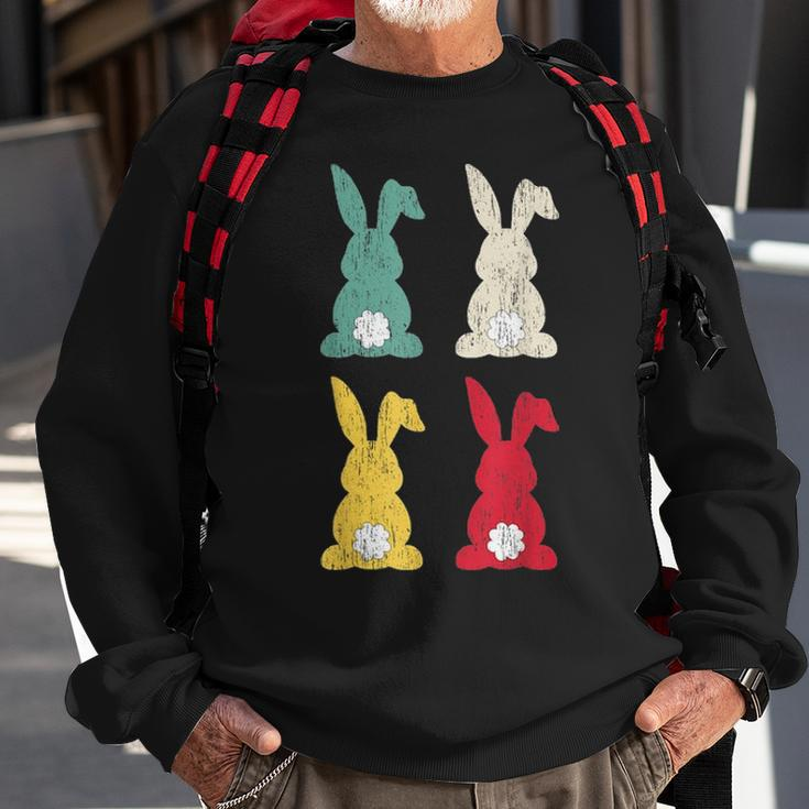 Retro Easter Bunny Vintage Colorful Rabbit Cute Happy Easter Sweatshirt Gifts for Old Men