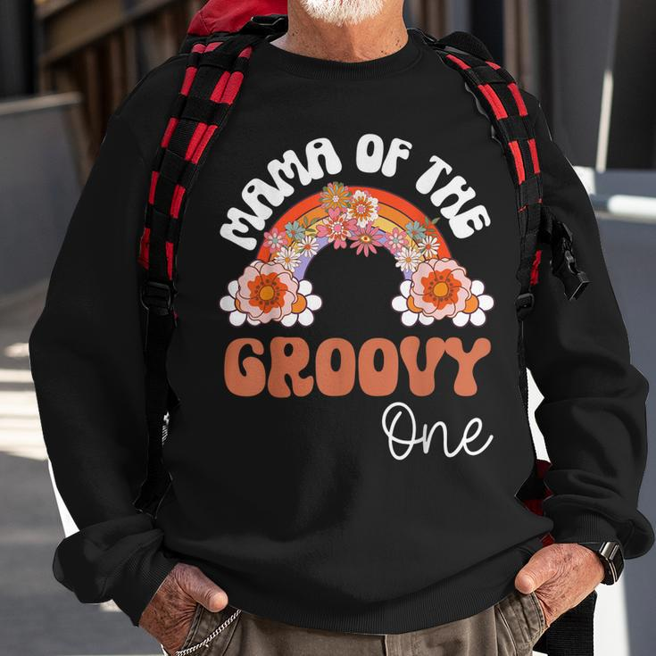 Retro Mama Of Groovy One Matching Family 1St Birthday Party Sweatshirt Gifts for Old Men