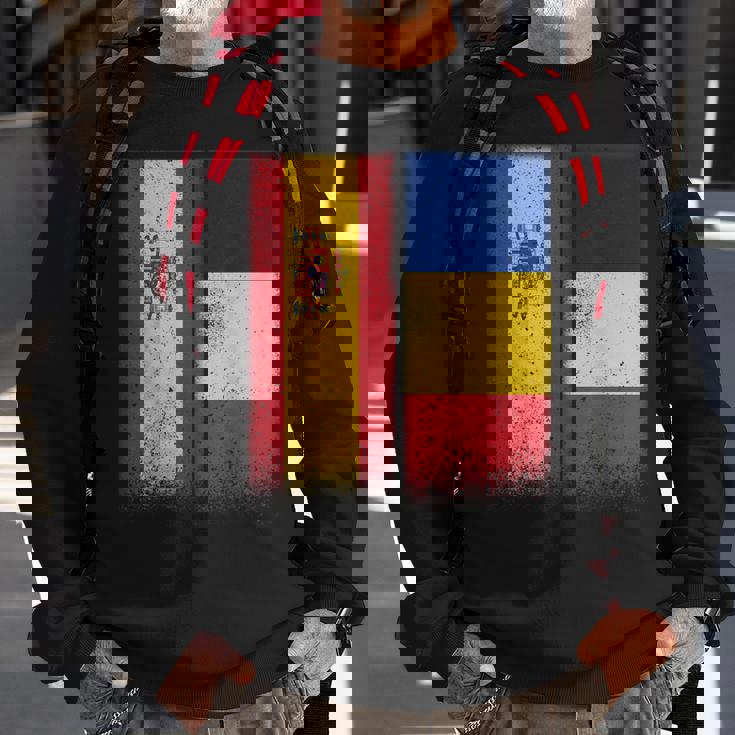 Romanian Flag Spain And Romania Proud Flags Sweatshirt Gifts for Old Men