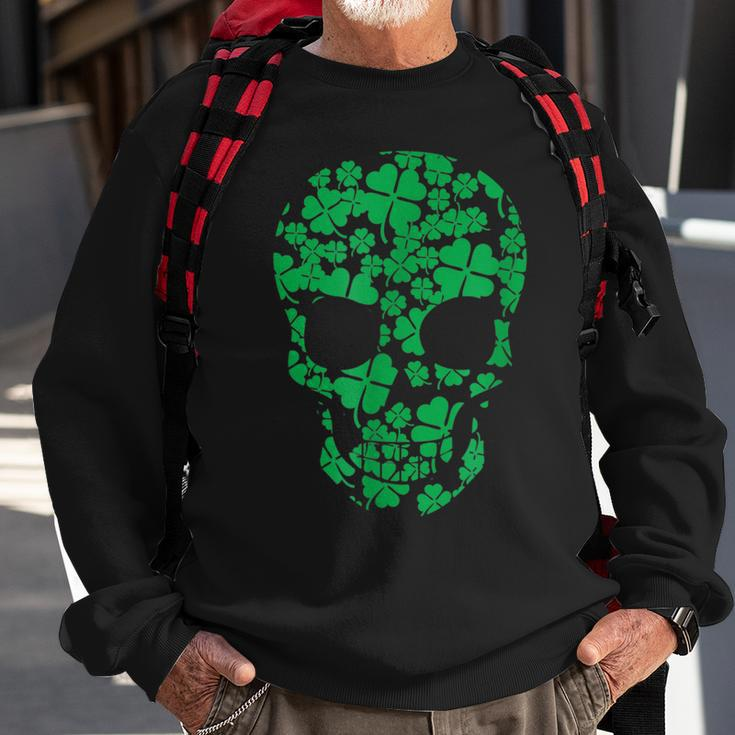 Saint Patricks Day Shamrocks Skull Sweatshirt Gifts for Old Men
