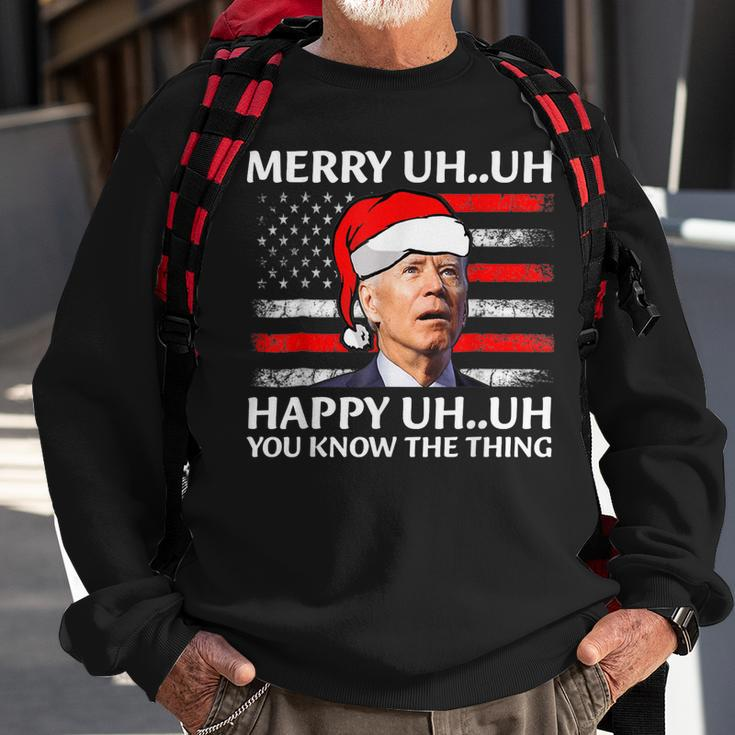 Santa Joe Biden Confused Merry Uh Uh Christmas America Flag V3 Men Women Sweatshirt Graphic Print Unisex Gifts for Old Men