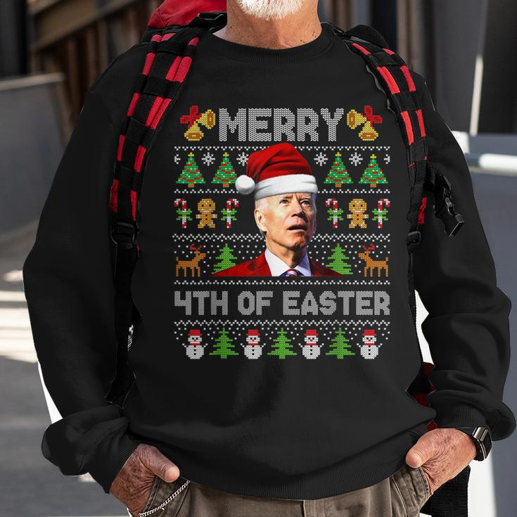 Santa Joe Biden Merry 4Th Of Easter Ugly Christmas Sweater V2 Men Women Sweatshirt Graphic Print Unisex Gifts for Old Men