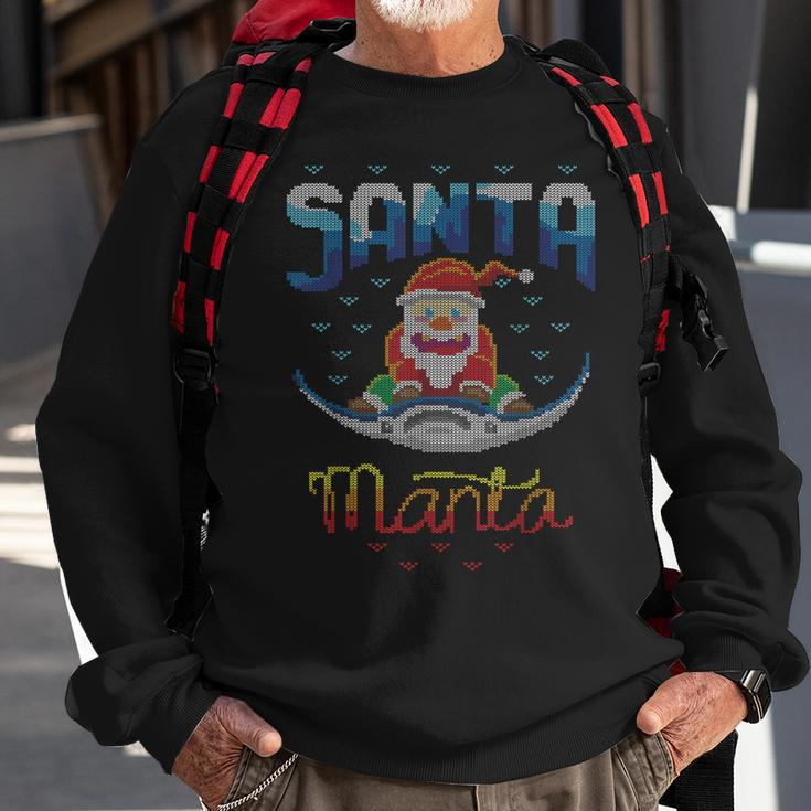 Santa Manta Claus Angeln Fischangler Hässlicher Weihnachts Sweatshirt Geschenke für alte Männer