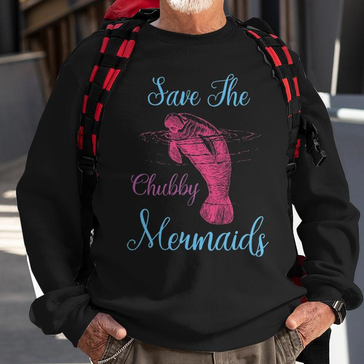 Save The Chubby Mermaids Funny Love Manatee Sweatshirt Gifts for Old Men