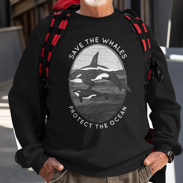 Save The Whales Protect The Ocean Orca Killer Whales Sweatshirt Gifts for Old Men