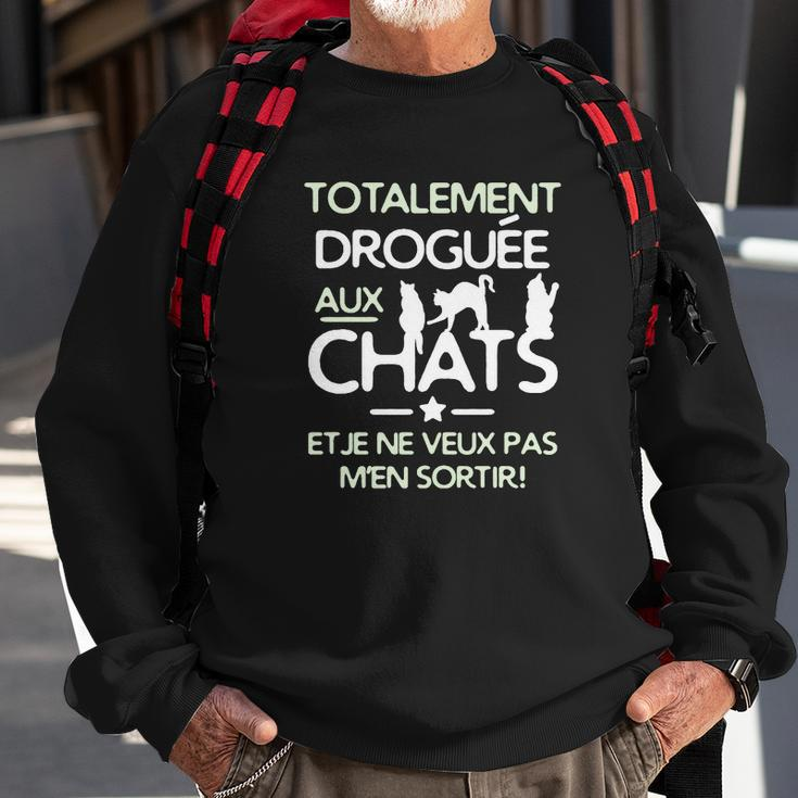 Schwarzes Katzenliebhaber Sweatshirt Total Vernetzt, Lustiges Katzenmotiv Geschenke für alte Männer
