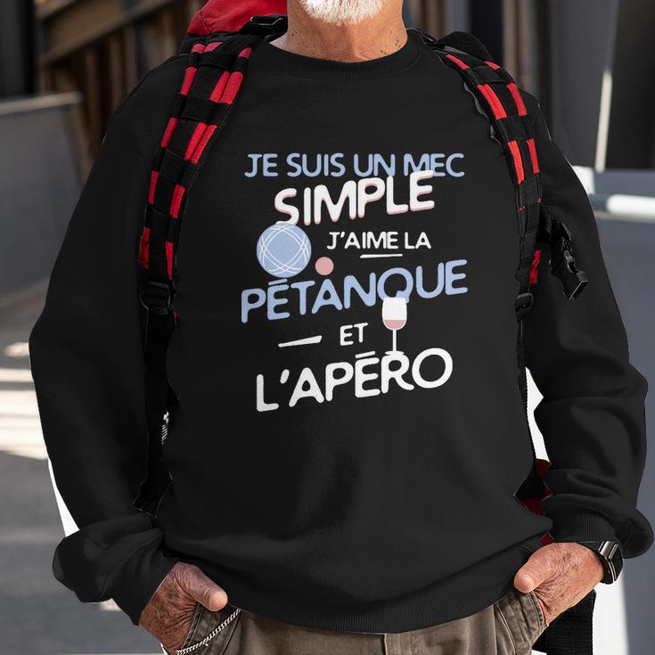 Schwarzes Sweatshirt Je suis un mec simple - Pétanque & Apéro Fan Geschenke für alte Männer