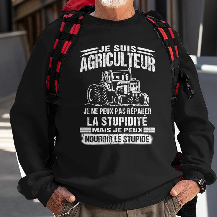 Schwarzes Sweatshirt mit Je suis Agriculteur, Traktor-Design für Landwirte Geschenke für alte Männer