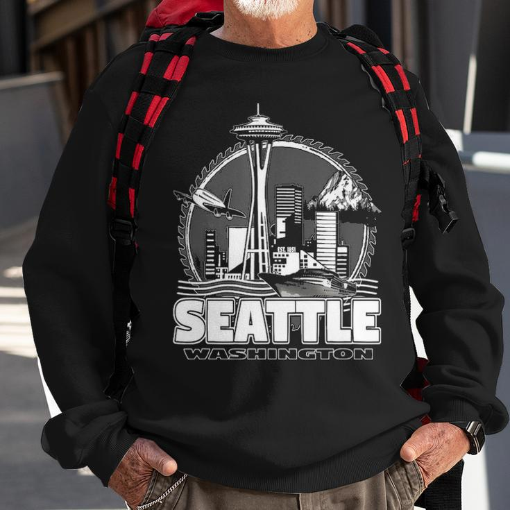 Seattle Pacific Northwest Emerald City Space Needle Souvenir Sweatshirt Gifts for Old Men