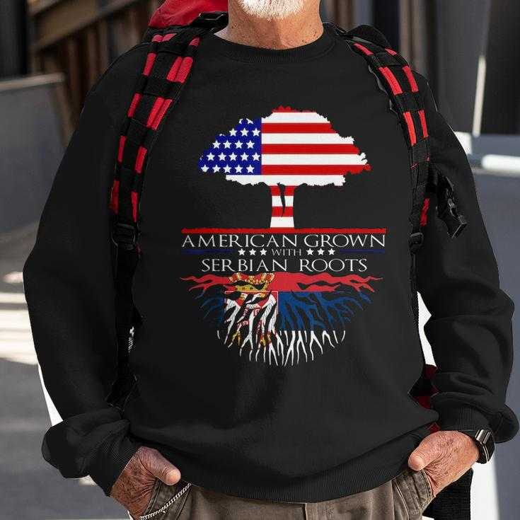 Serbian Roots American Grown Us Serbia Serb Flag Sweatshirt Gifts for Old Men