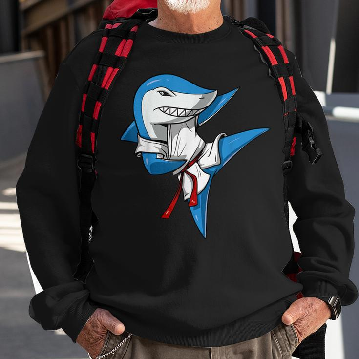 Shark Karate Martial Arts Kickboxing Jiu-Jitsu Taekwondo Men Women Sweatshirt Graphic Print Unisex Gifts for Old Men