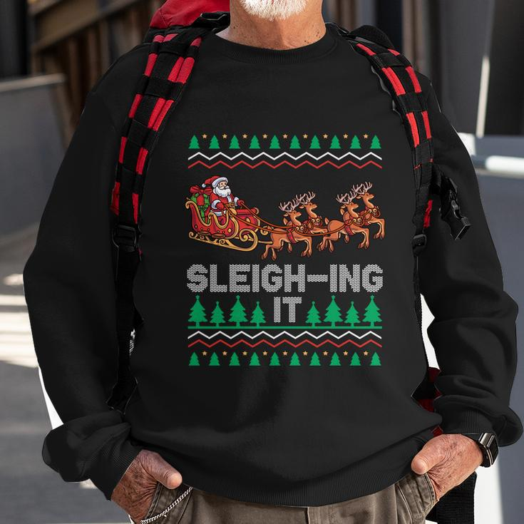 Sleighing It Ugly Christmas Shirt Sweatshirt Gifts for Old Men