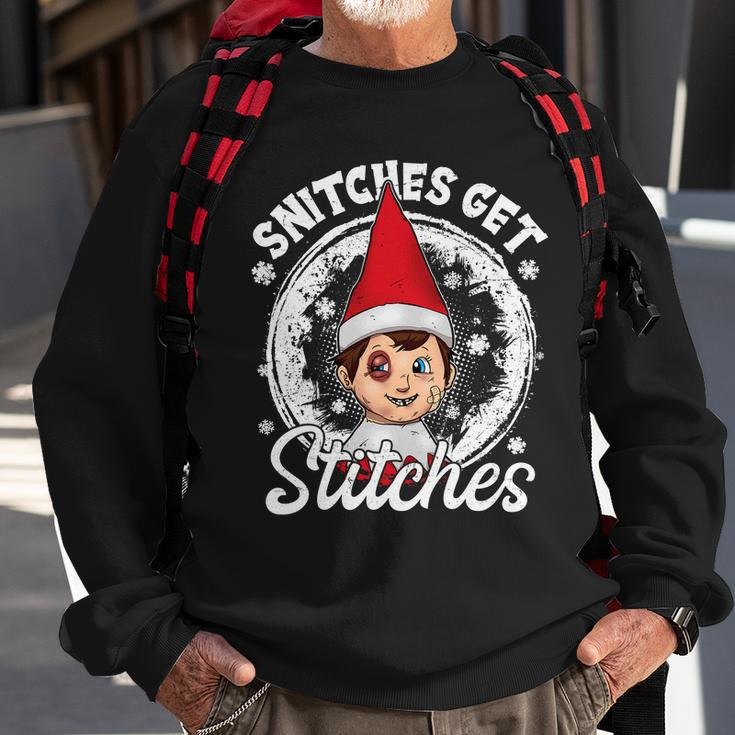 Snitches Get Stitches The Elf Xmas Funny Christmas Sweatshirt Gifts for Old Men