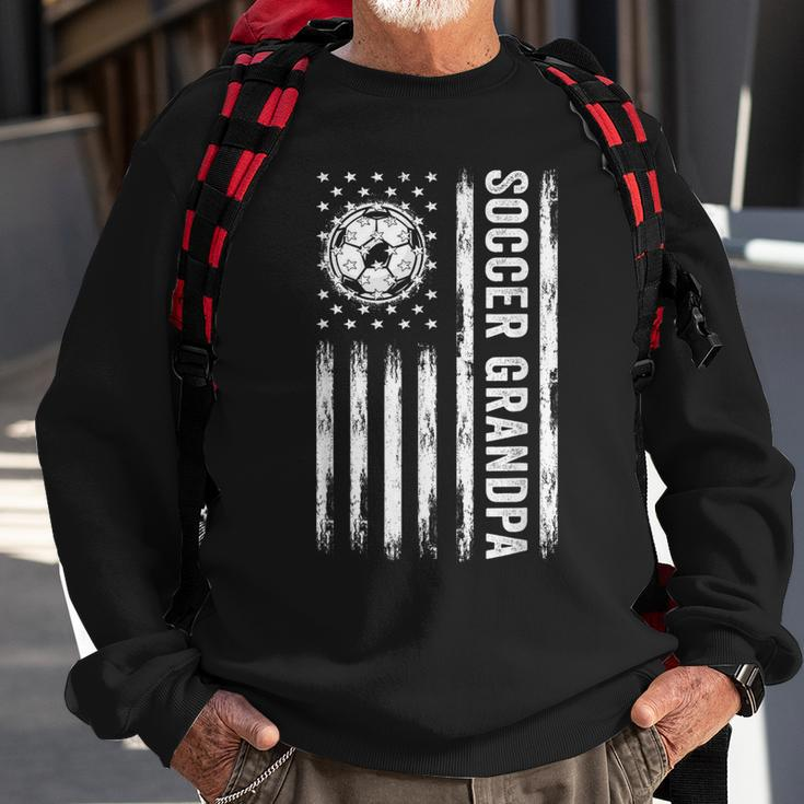 Soccer Grandpa American Flag Proud Grandpa Fathers Day Mens Sweatshirt Gifts for Old Men