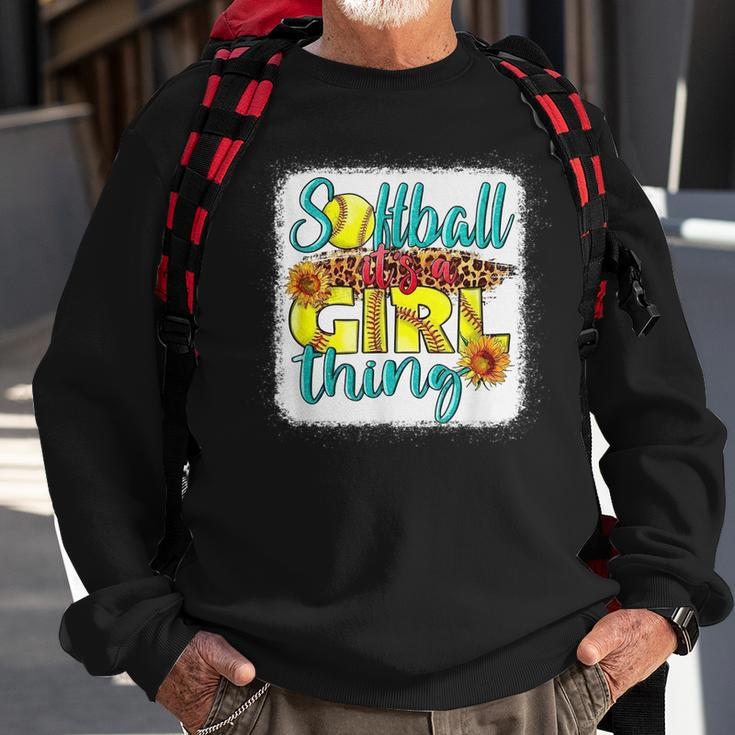 Softball Its A Girl Thing - Leopard Serape Love Softball Sweatshirt Gifts for Old Men