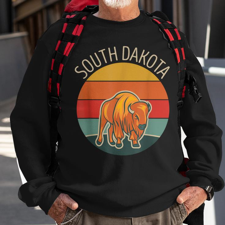South Dakota Badlands Road Trip Buffalo Bison Vintage Sweatshirt Gifts for Old Men