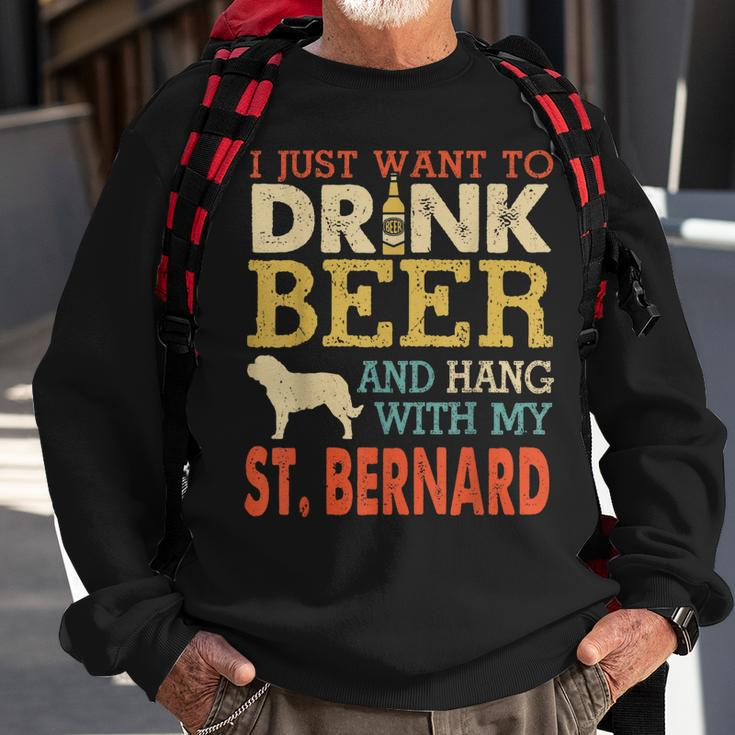 St Bernard Dad Drink Beer Hang With Dog Funny Men Vintage Sweatshirt Gifts for Old Men