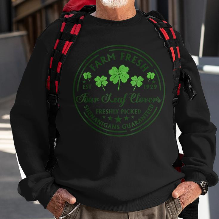St Patricks Day Farm Fresh Four Leaf Clovers Sweatshirt Gifts for Old Men