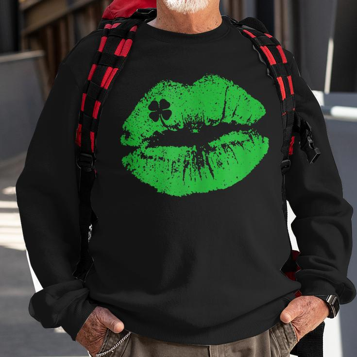 St Patricks Day Kissin Lips Kiss Irish Clover Sweatshirt Gifts for Old Men