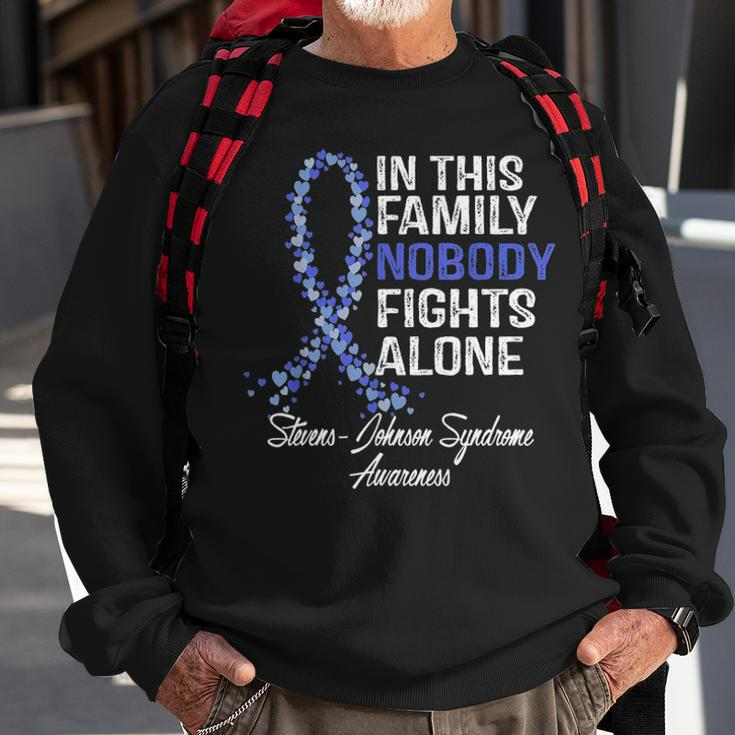 Stevens Johnson Syndrome Awareness Gift Nobody Fights Alone Sweatshirt Gifts for Old Men