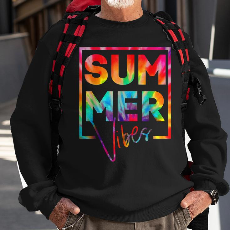 Summer Vibes Tie Dye Hello Summer Vacation Sweatshirt Gifts for Old Men