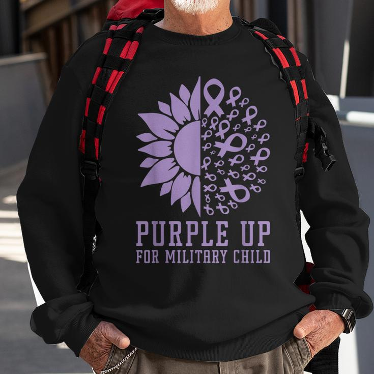 Sunflower Purple Up For Military Kids Military Child Month Sweatshirt Gifts for Old Men