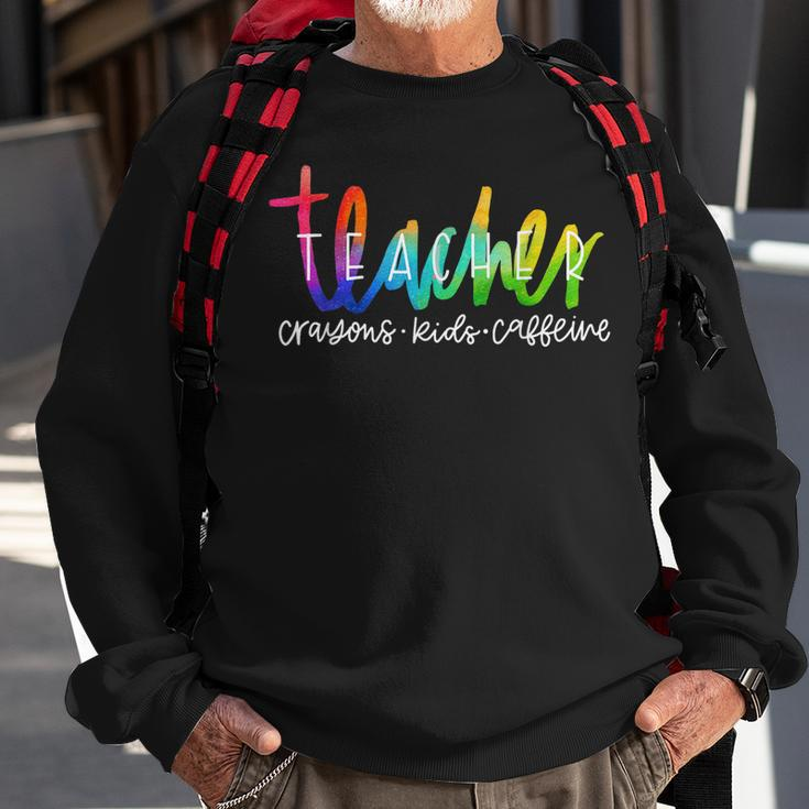 Teacher Life Happy Teachers Day Leopard Rainbow Women Men Sweatshirt Gifts for Old Men