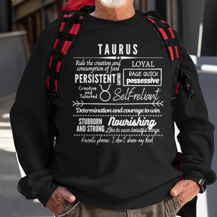 Text Design Taurus Zodiac Signs Traits Sweatshirt Gifts for Old Men