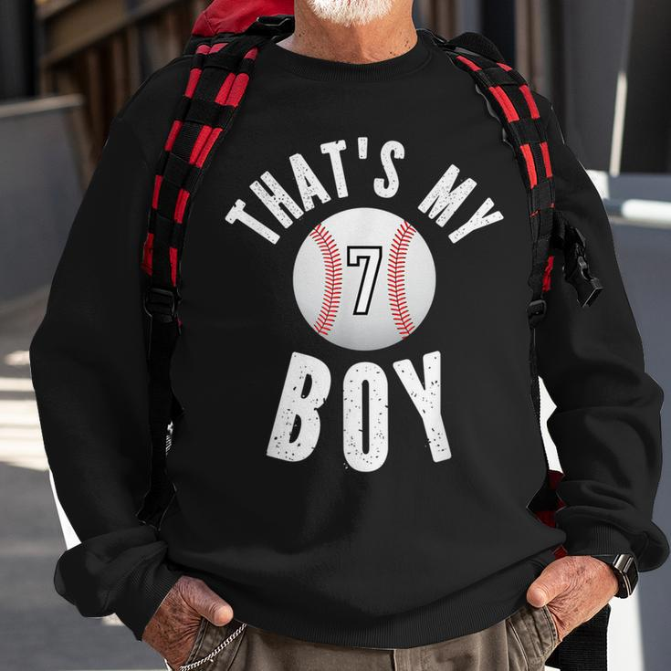 Thats My Boy Baseball Jersey Number 7 Vintage Mom Dad Sweatshirt Gifts for Old Men