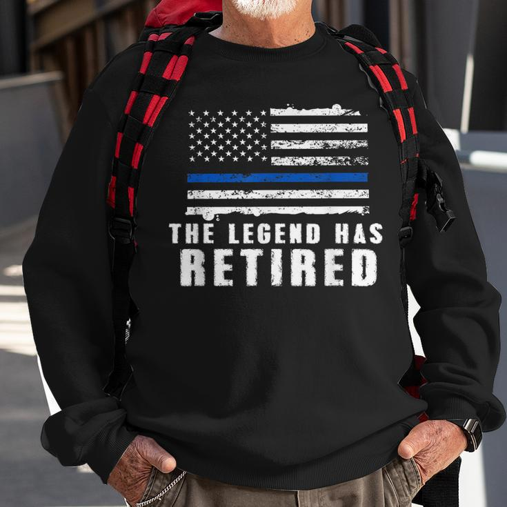 The Legend Has Retired Blue Line Officer Retirement Gift Sweatshirt Gifts for Old Men