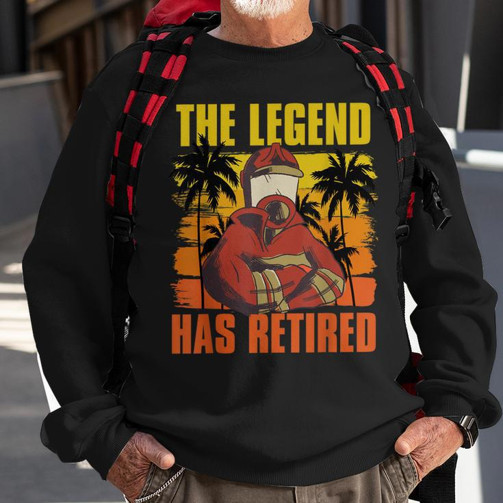 The Legend Has Retired Palm Trees Fireman Proud Firefighter Sweatshirt Gifts for Old Men