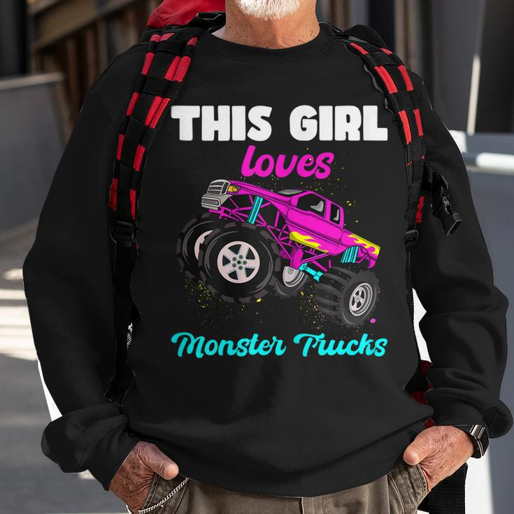 This Girl Loves Monster Trucks Funny Pink Monster Truck Girl Sweatshirt Gifts for Old Men