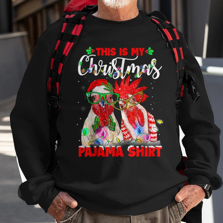 This Is My Christmas Pajama Chicken Lover Xmas Light Holiday Men Women Sweatshirt Graphic Print Unisex Gifts for Old Men