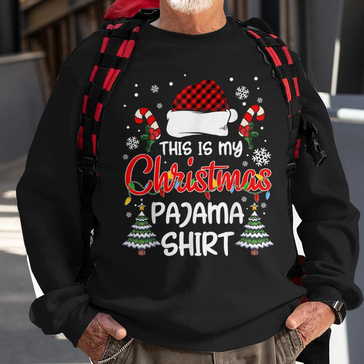 This Is My Christmas Pajama Xmas Lights Funny Holiday Men Women Sweatshirt Graphic Print Unisex Gifts for Old Men