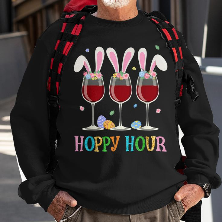 Three Wine Glasses Easter Drinking Bunny Ears Drink Up Women Sweatshirt Gifts for Old Men