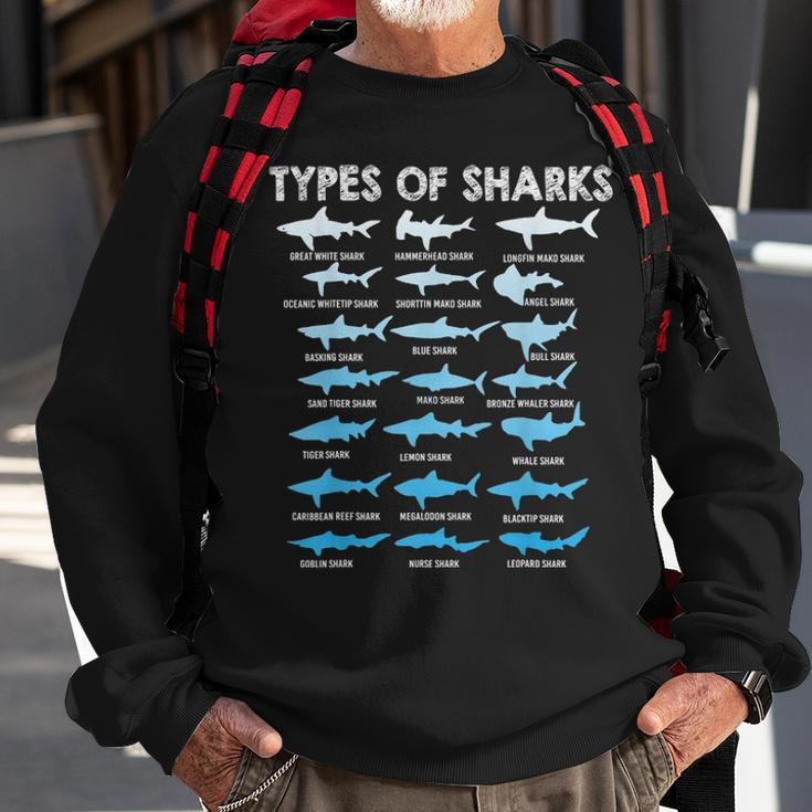 Types Of Sharks Educational Marine Biology Sweatshirt Gifts for Old Men