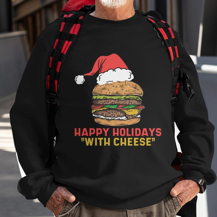 Ugly Christmas Sweater Burger Happy Holidays With Cheese V2 Sweatshirt Gifts for Old Men
