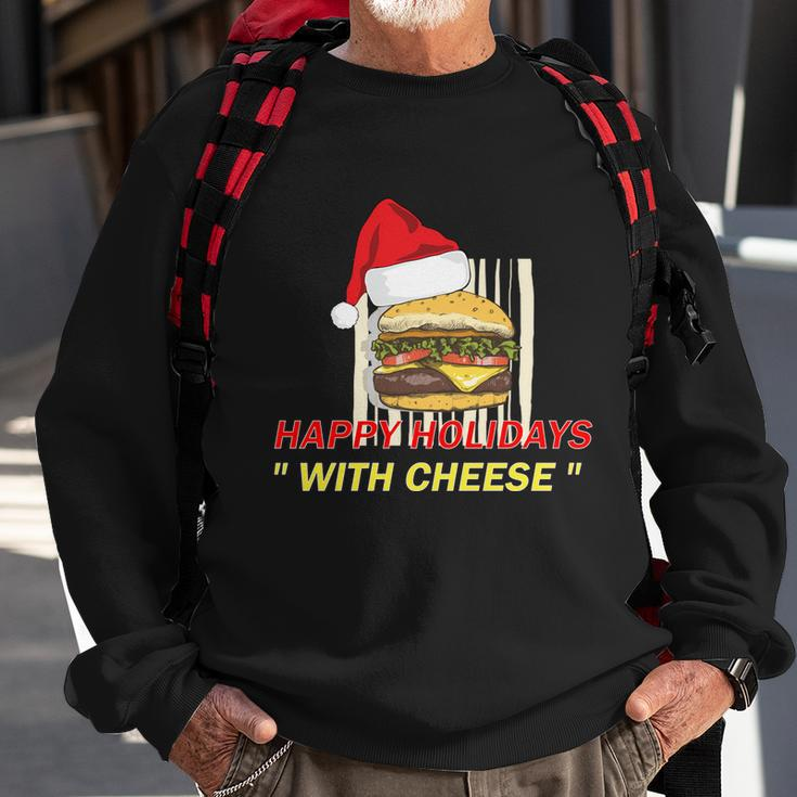Ugly Christmas Sweater Burger Happy Holidays With Cheese V21 Sweatshirt Gifts for Old Men