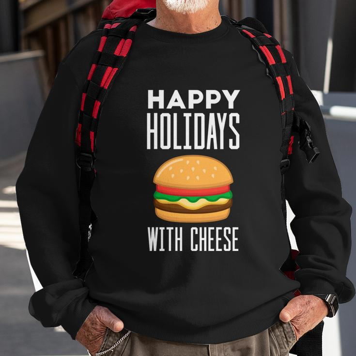 Ugly Christmas Sweater Burger Happy Holidays With Cheese V7 Sweatshirt Gifts for Old Men