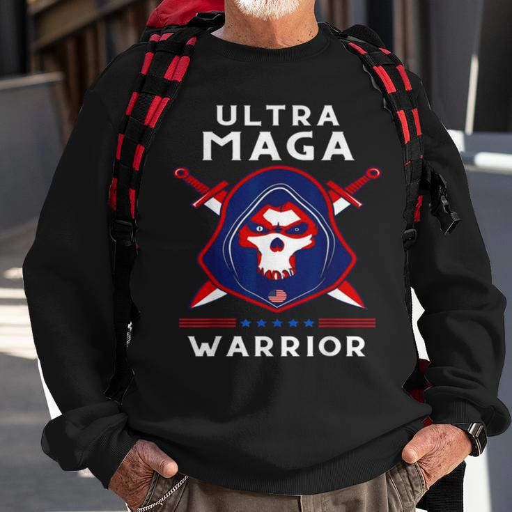 Ultra Maga Warrior Dad Anti Biden Us Flag Pro Trump Sweatshirt Gifts for Old Men