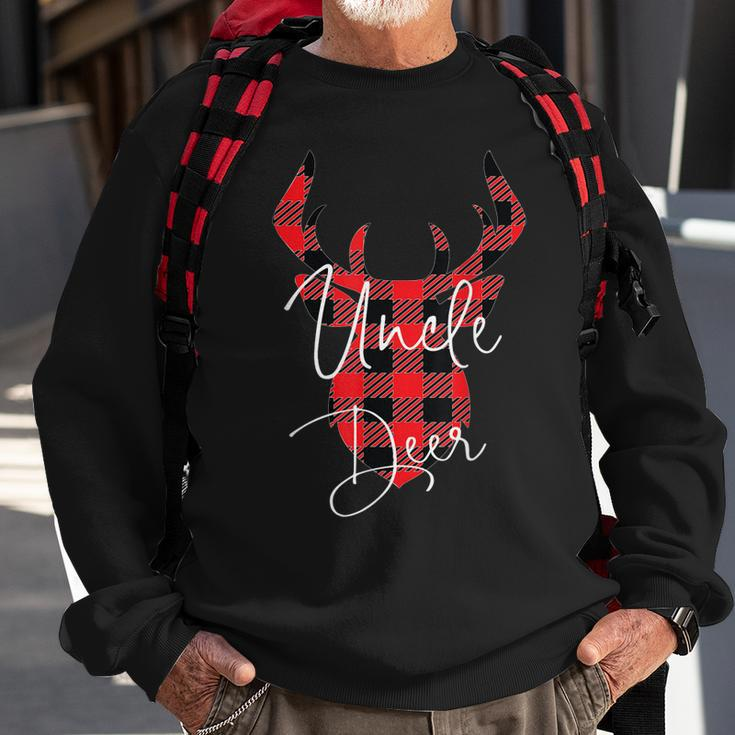 Uncle Deer Christmas Pajama Red Plaid Buffalo Matching Sweatshirt Gifts for Old Men